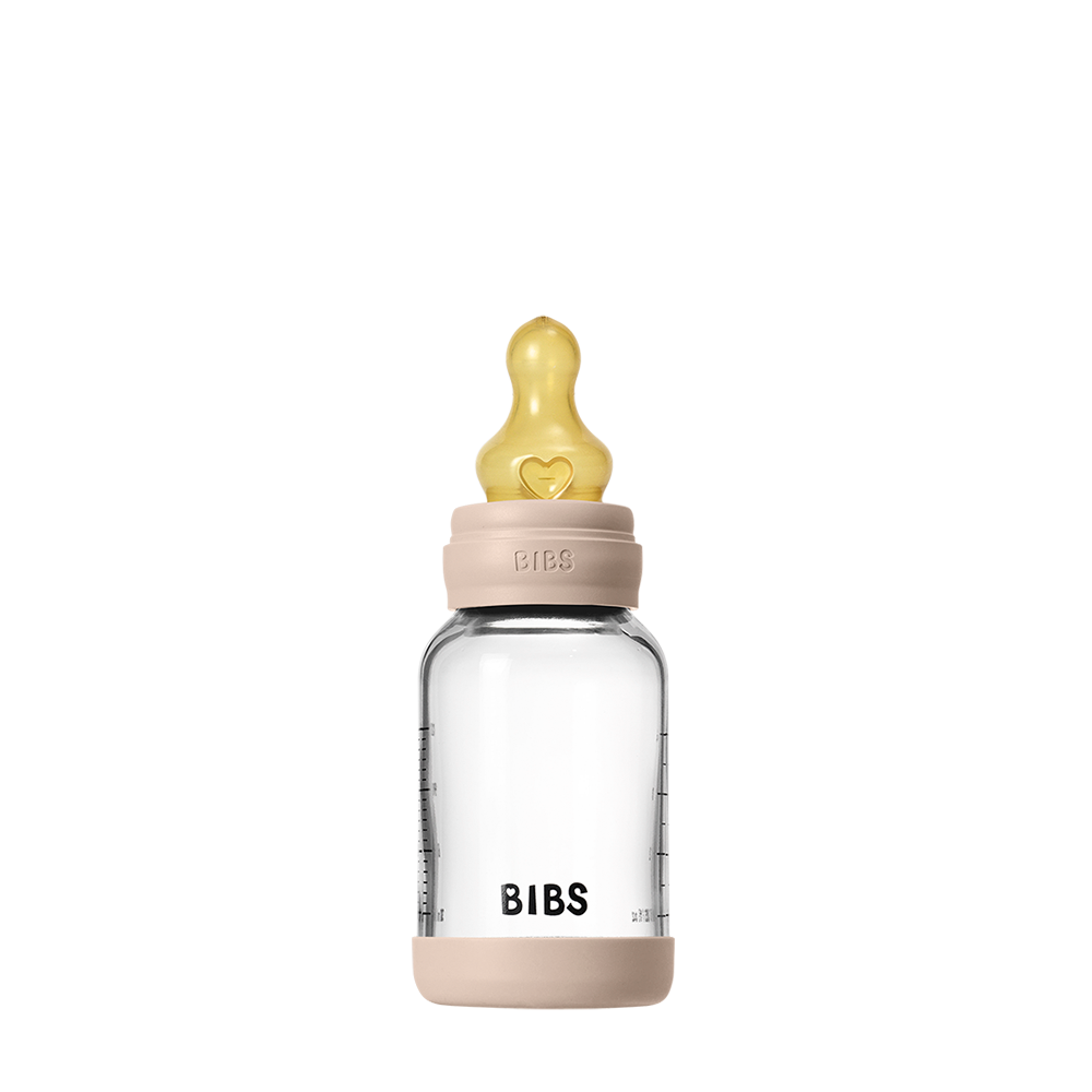 BIBS Set de Biberon en Verre 120ml Latex - Blush | Design Anti-Colique