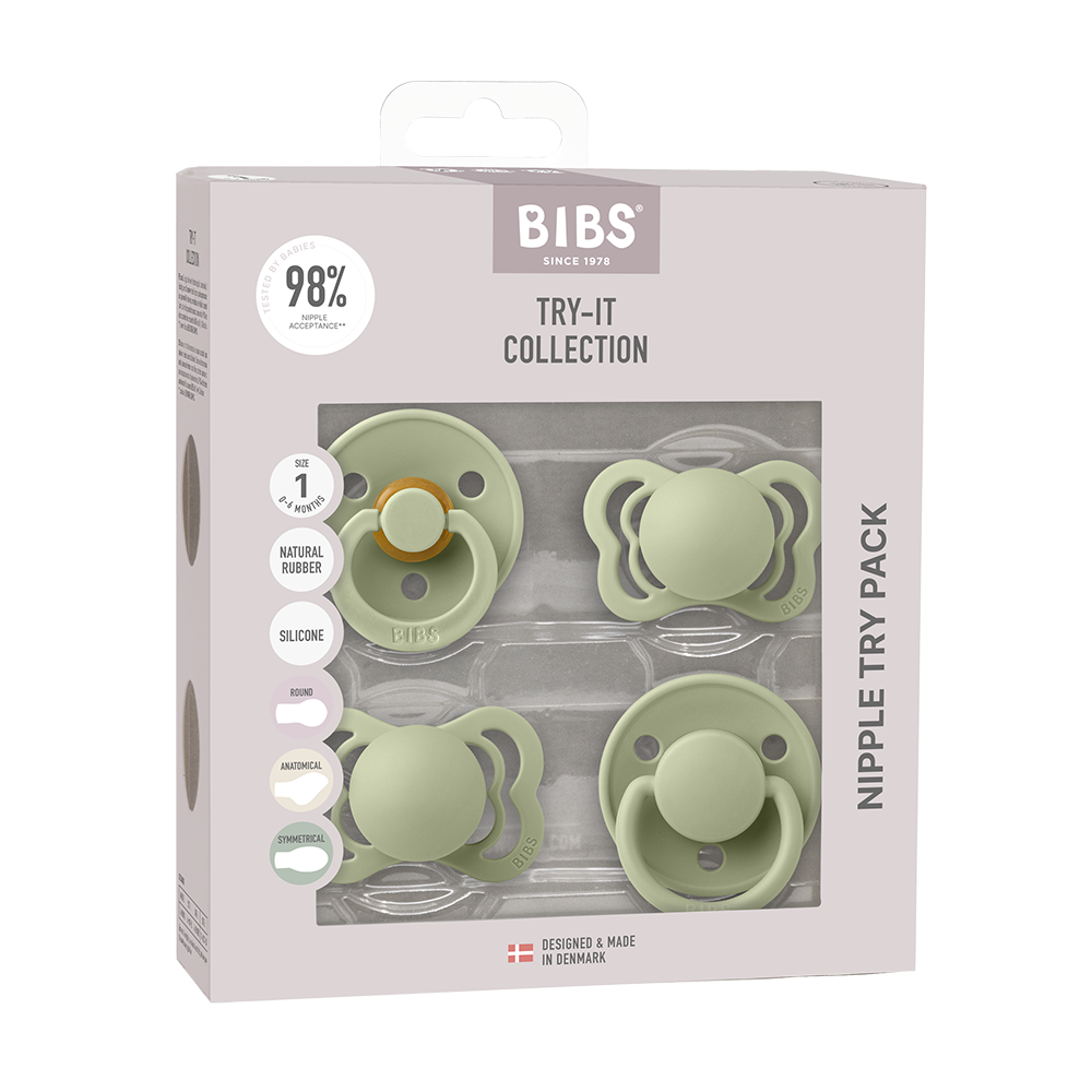 New Baby Pacifiers Try-It Collection Sage – BIBS