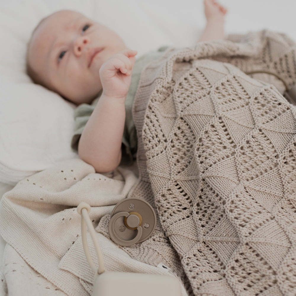 Knitted Blanket Pointelle - Vanilla – BIBS