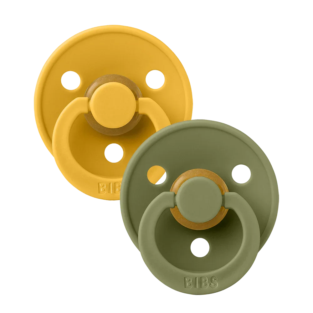 BIBS Colour 2 Pack Pacifiers - Honey Bee and Olive BIBS Colour 2 Pack Pacifiers - Honey Bee and Olive