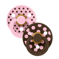 STUDIO Colour Pacifiers 2 Pack Polka - Baby Pink/Mocha - BIBS