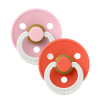 Colour GLOW Pacifiers 2 Pack - Baby Pink/Tango