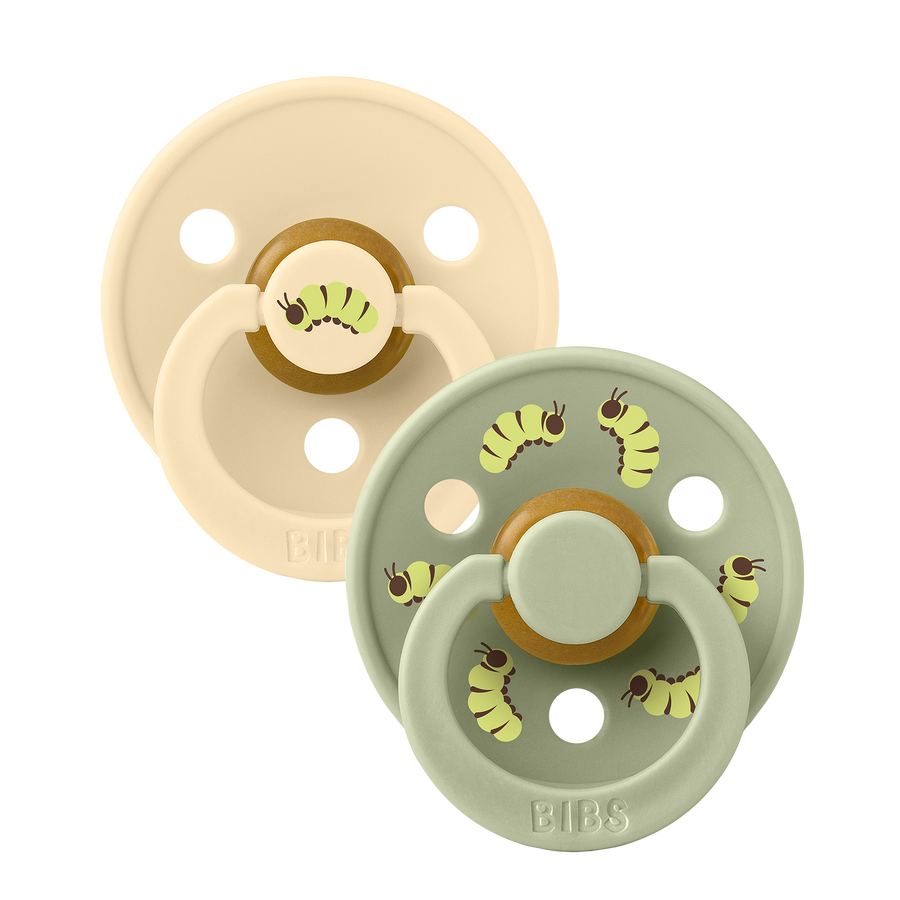 STUDIO Colour Pacifiers 2 Pack Caterpillar Mix - Silk/Sage
