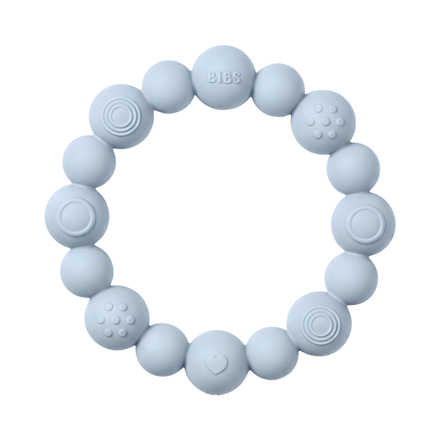 Beaded Teething Ring - Baby Blue