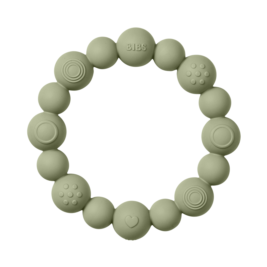 Beaded Teething Ring - Sage