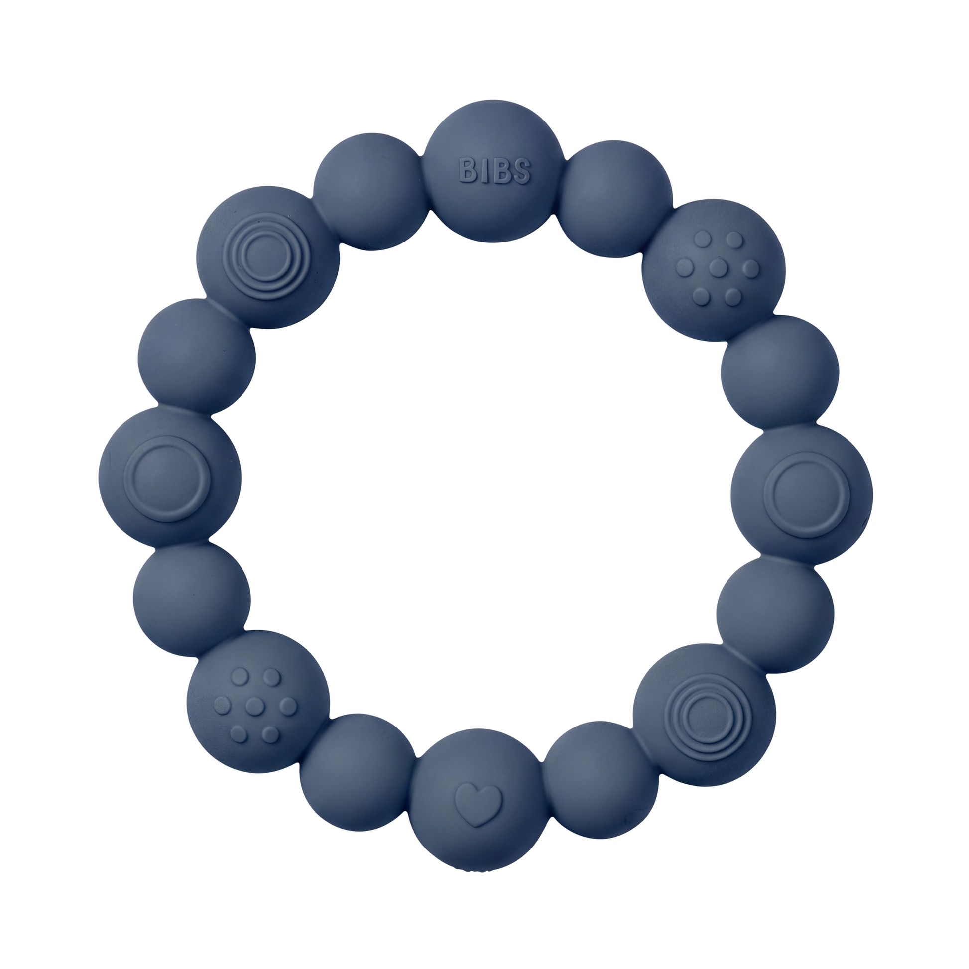 Beaded Teething Ring - Steel Blue
