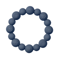 Beaded Teething Ring - Steel Blue
