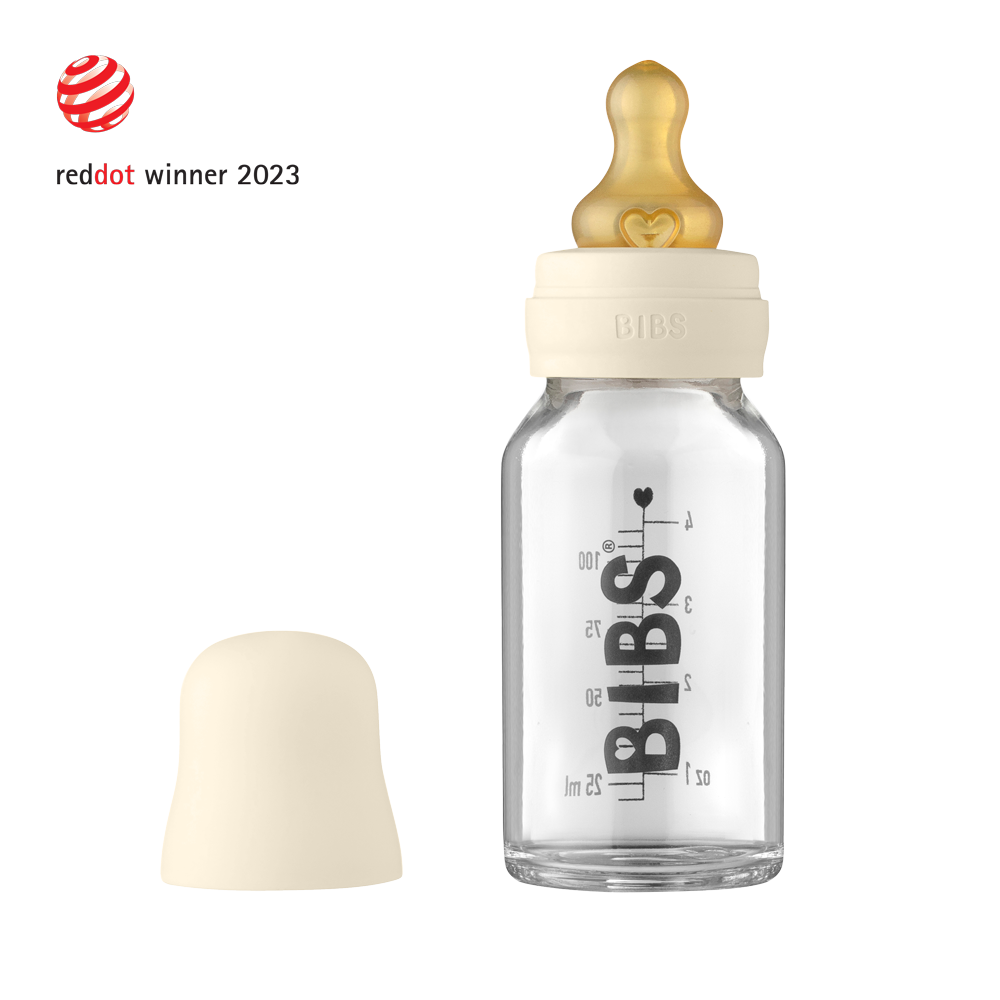 Bottiglia di vetro per bambini - set completo 110ml - Ivory – BIBS