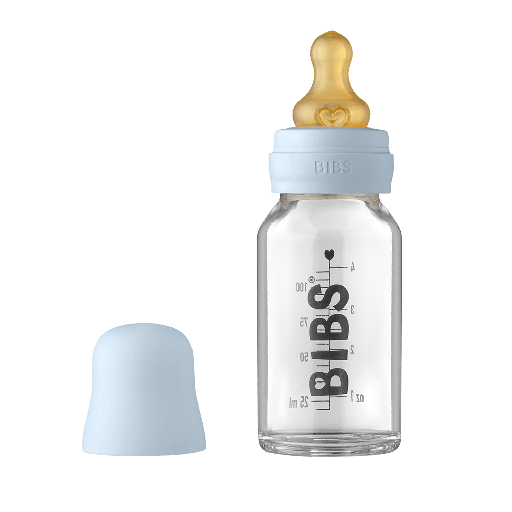 Baby Glass Bottle Complete Set 110ml - Baby Blue - BIBS