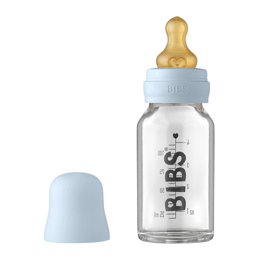 Baby Glasflaschen-Komplettset  110 ml - Baby Blue