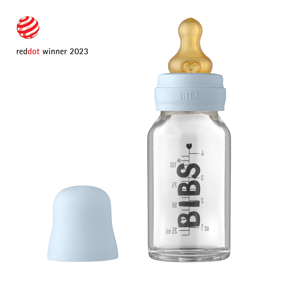 Bottiglia di vetro per bambini - set completo 110ml - Baby Blue