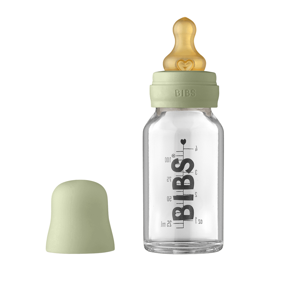Baby Glass Bottle Complete Set 110ml - Sage - BIBS