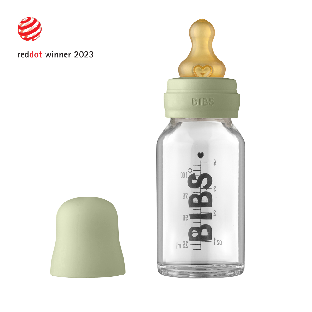 Glass bottle with rubber cap