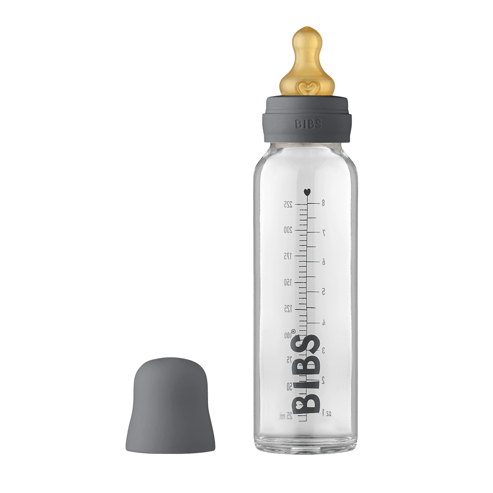 Baby Glass Bottle Complete Set 225ml - Iron - BIBS