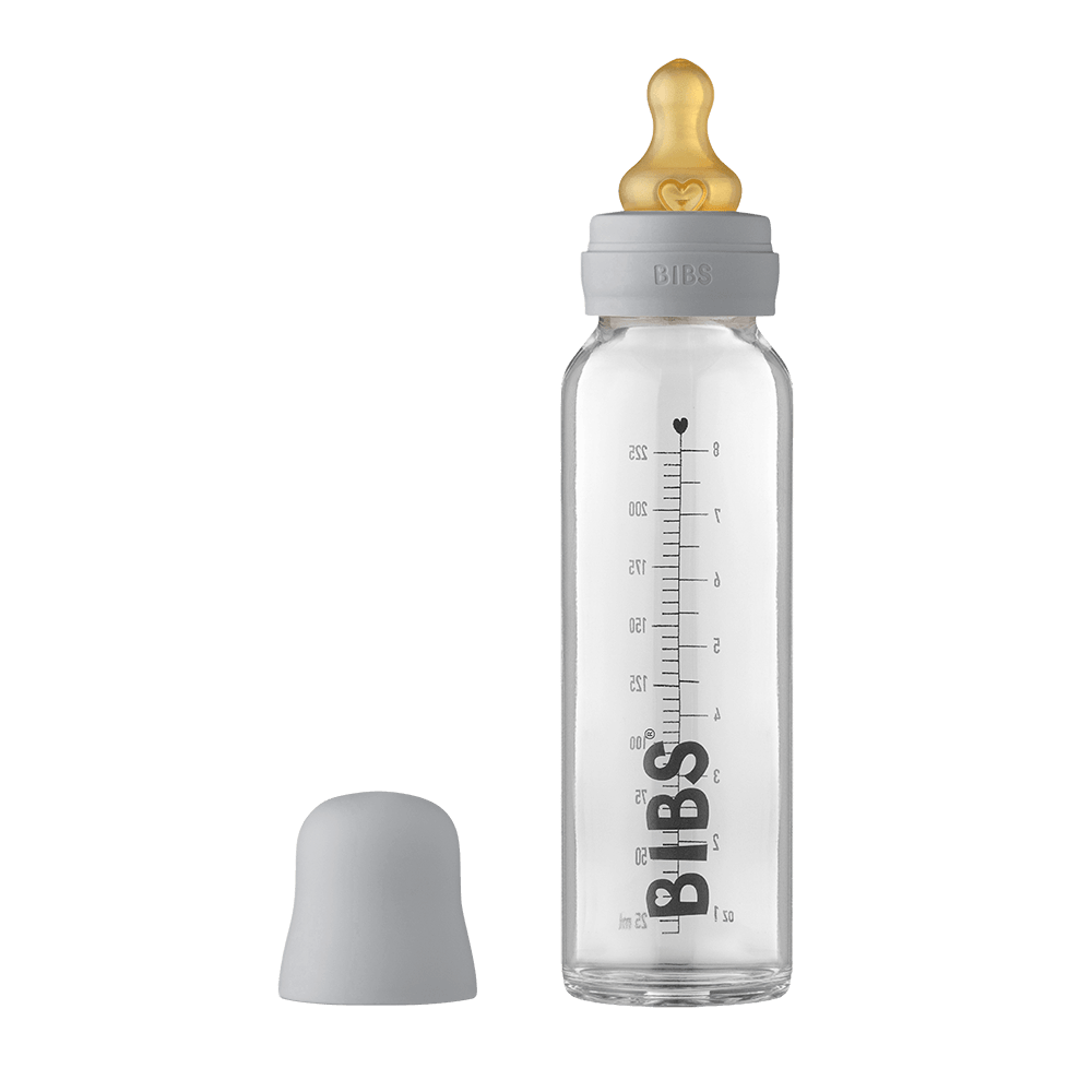 Baby Glass Bottle Complete Set 225ml - Cloud - BIBS