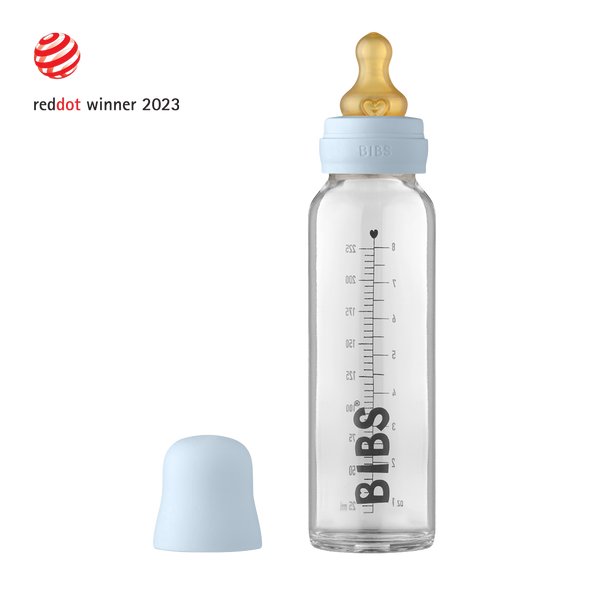 Baby Glass Bottle Complete Set 225ml - Baby Blue – BIBS