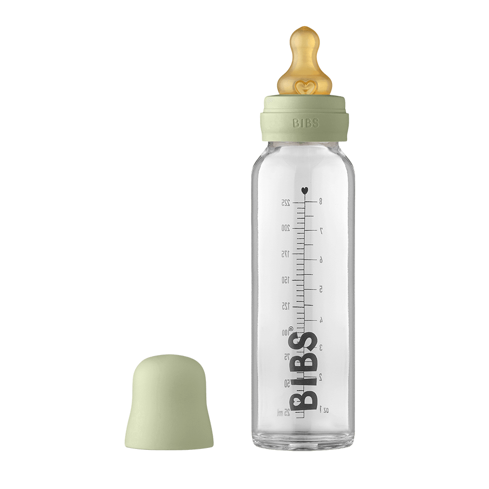 Baby Glass Bottle Complete Set 225ml - Sage - BIBS