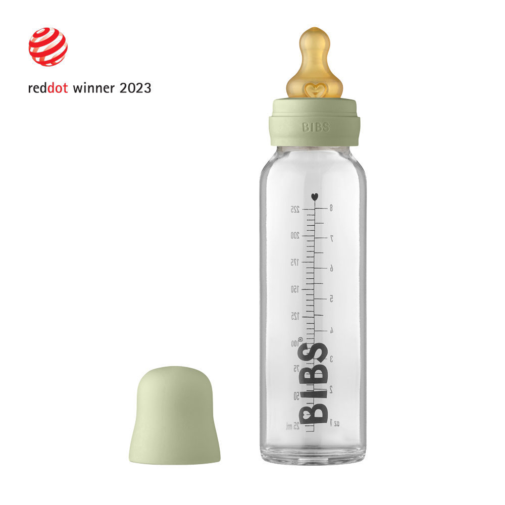 Bottiglia di vetro per bambini - set completo 225ml - Sage