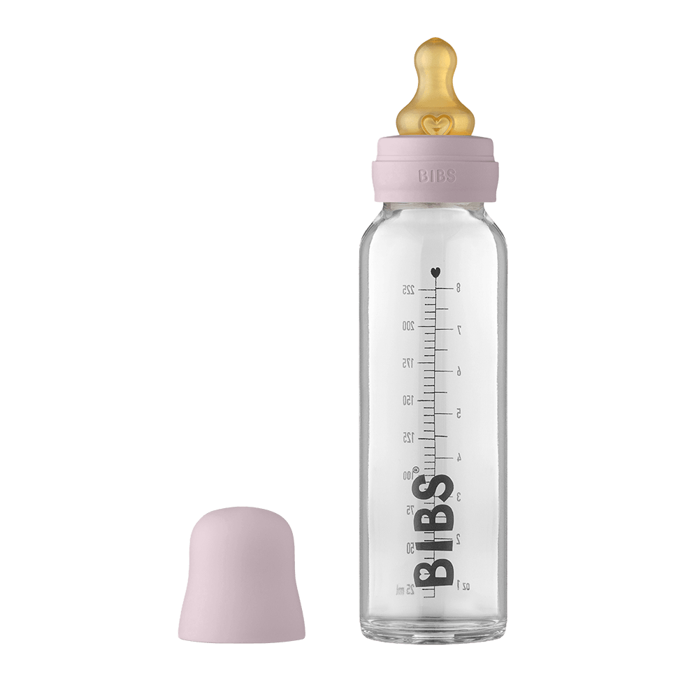 Baby Glass Bottle Complete Set 225ml - Dusky Lilac - BIBS