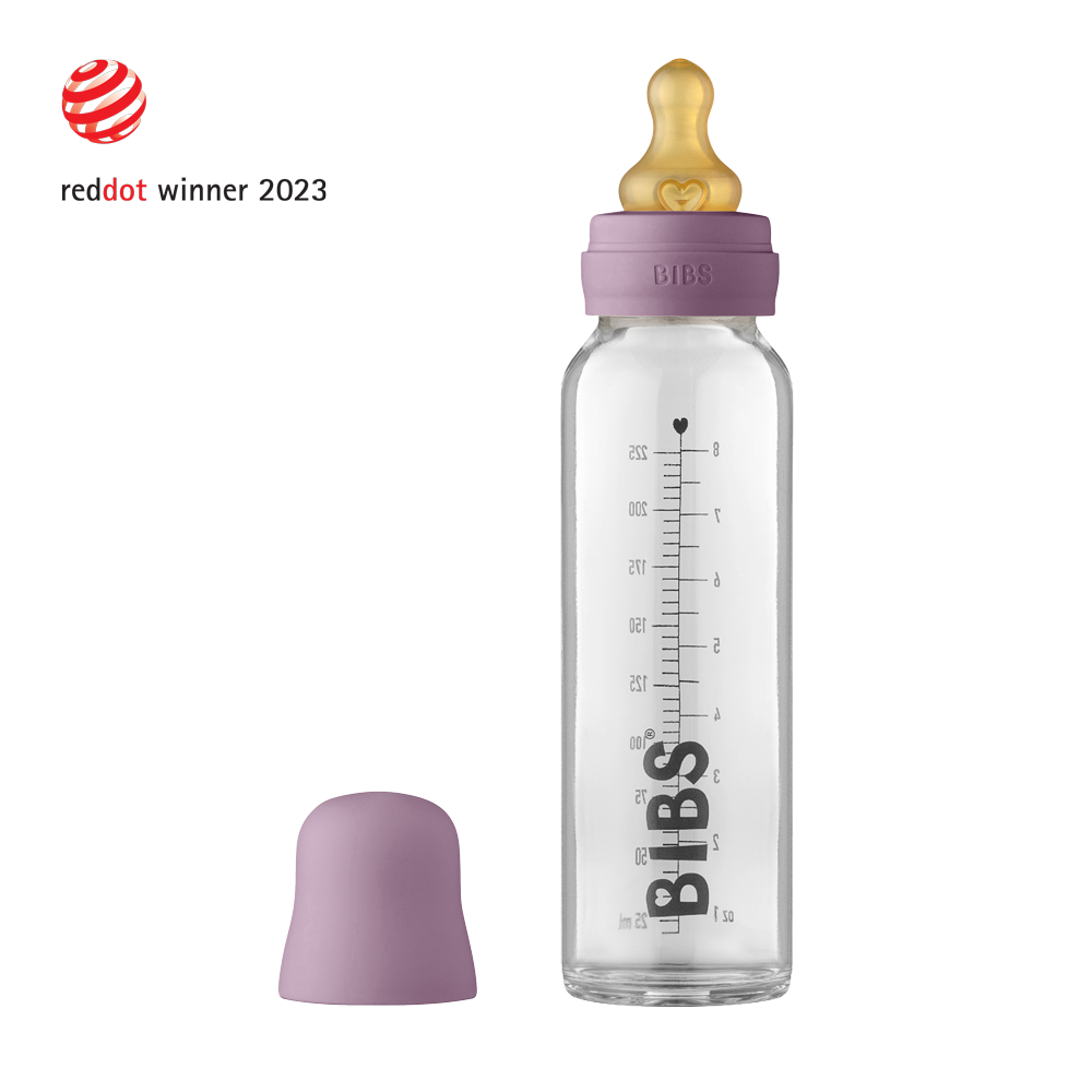 Baby Glass Bottle Complete Set 225ml - Mauve