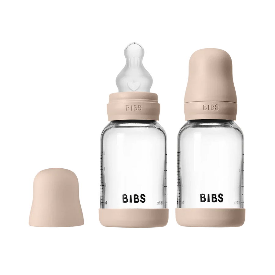 BIBS Glas-Babyflasche 120 ml Silikon 2er-Pack Sage