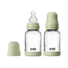 Baby Glass Bottle Set 120ml 2 Pack Silicone - Sage - BIBS
