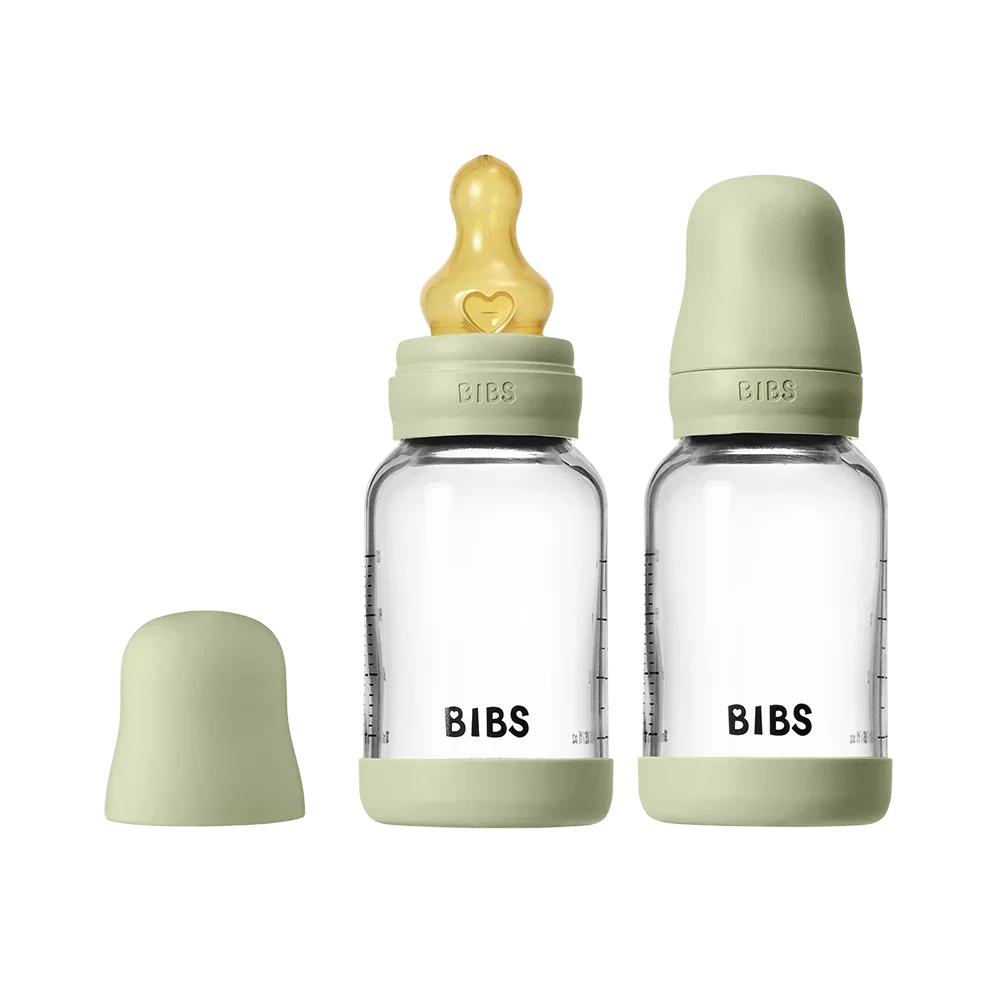 BIBS Glas-Babyflasche 120 ml Latex 2er-Pack Sage