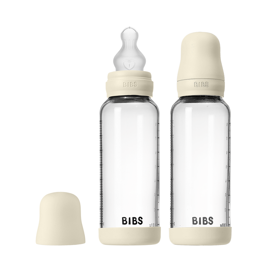 Baby Glasflaschen Set 240 ml 2er-Pack Silikon - Ivory