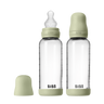 Baby Glass Bottle Set 240ml 2 Pack Silicone - Sage - BIBS