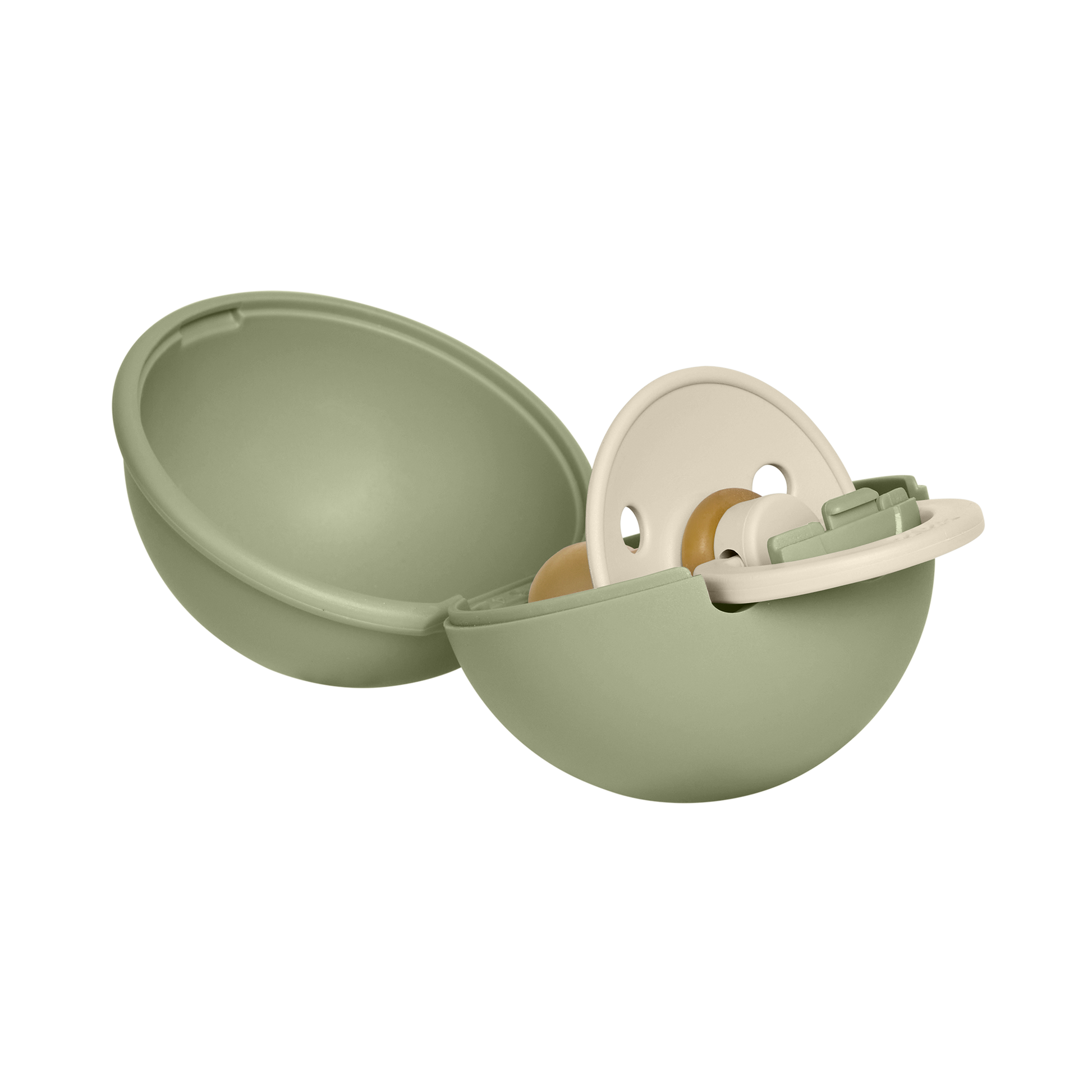 Colour Pacifier And Pacifier Case Mini - Ivory/Sage