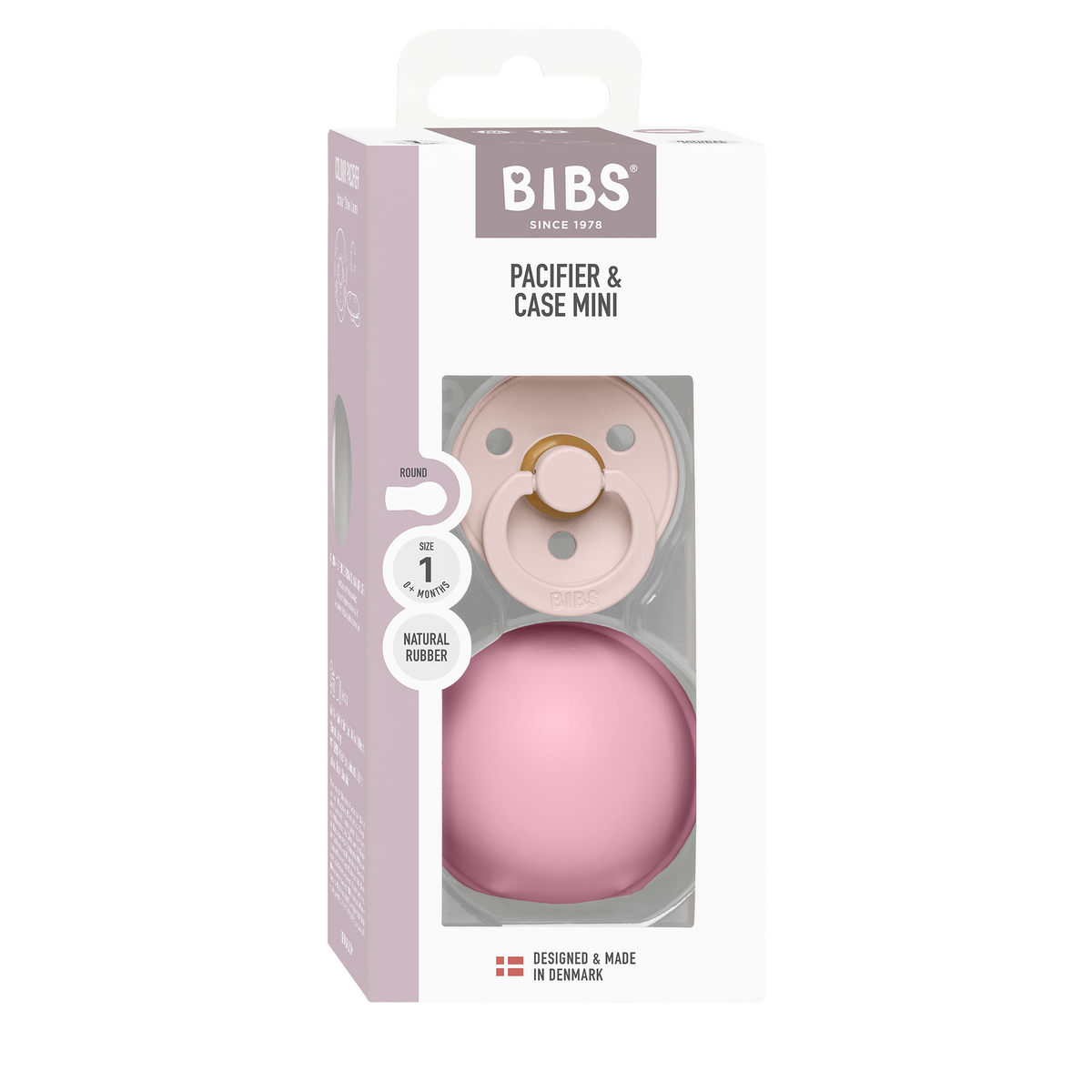 Colour Pacifier And Pacifier Case Mini - Petal/Baby Pink