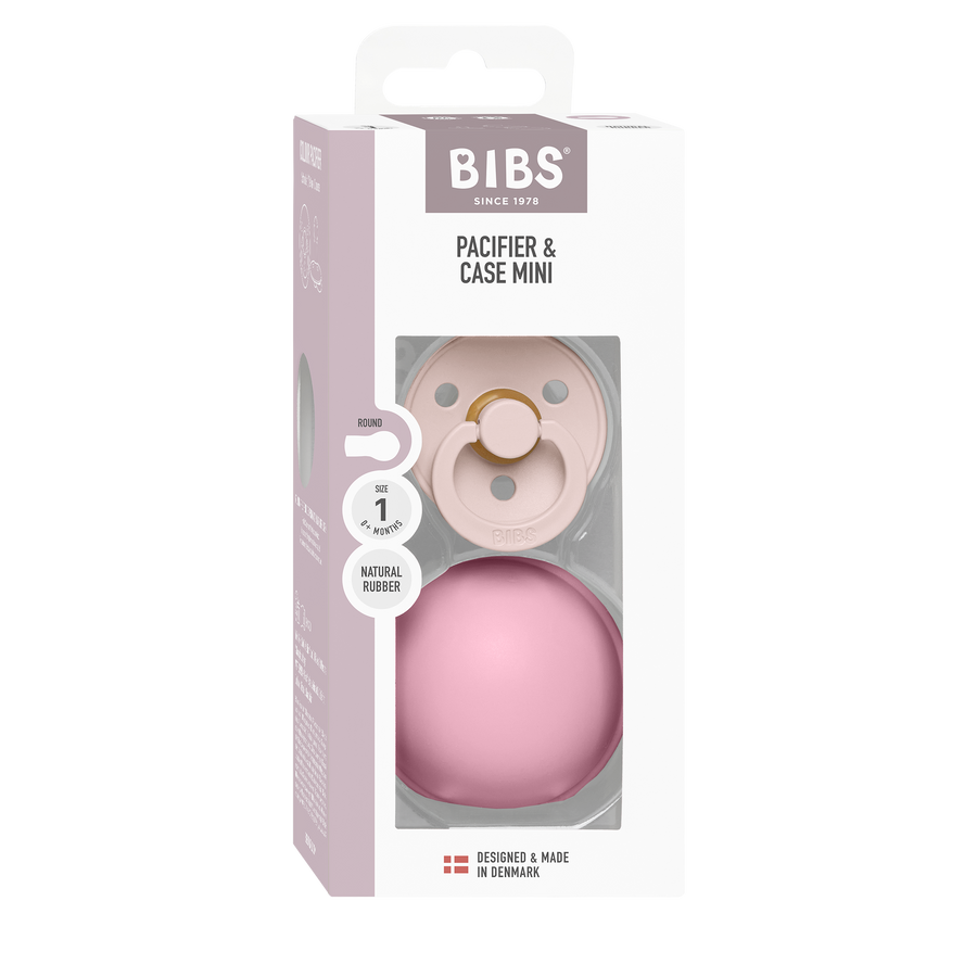 Colour Pacifier And Pacifier Case Mini - Petal/Baby Pink