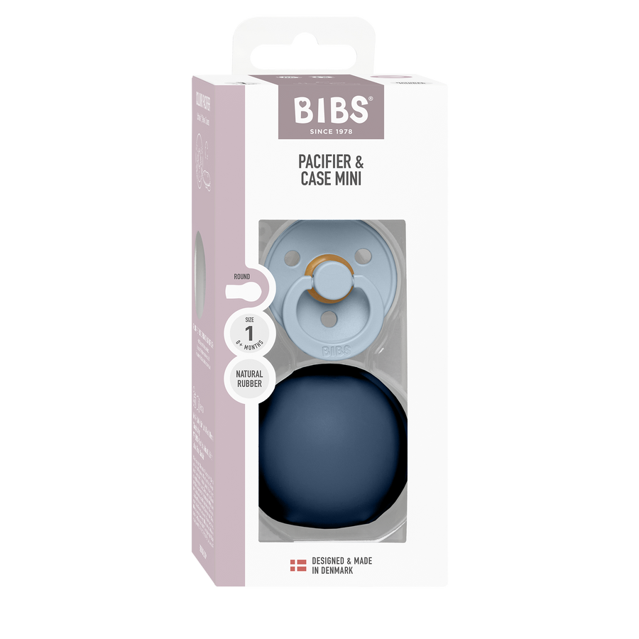 Colour Pacifier And Pacifier Case Mini - Baby Blue/Steel Blue