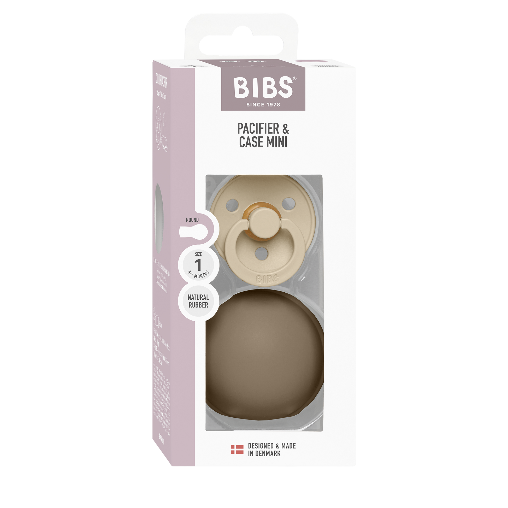 Colour Pacifier And Pacifier Case Mini - Vanilla/Dark Oak
