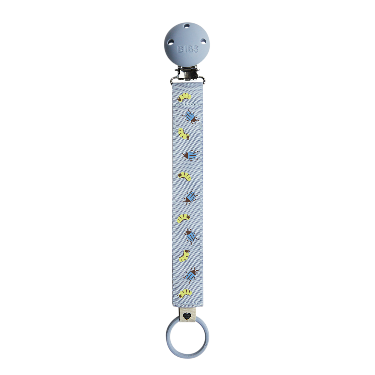 STUDIO Pacifier Clip Ribbon Caterpillar Beetle Mix - Dusty Blue