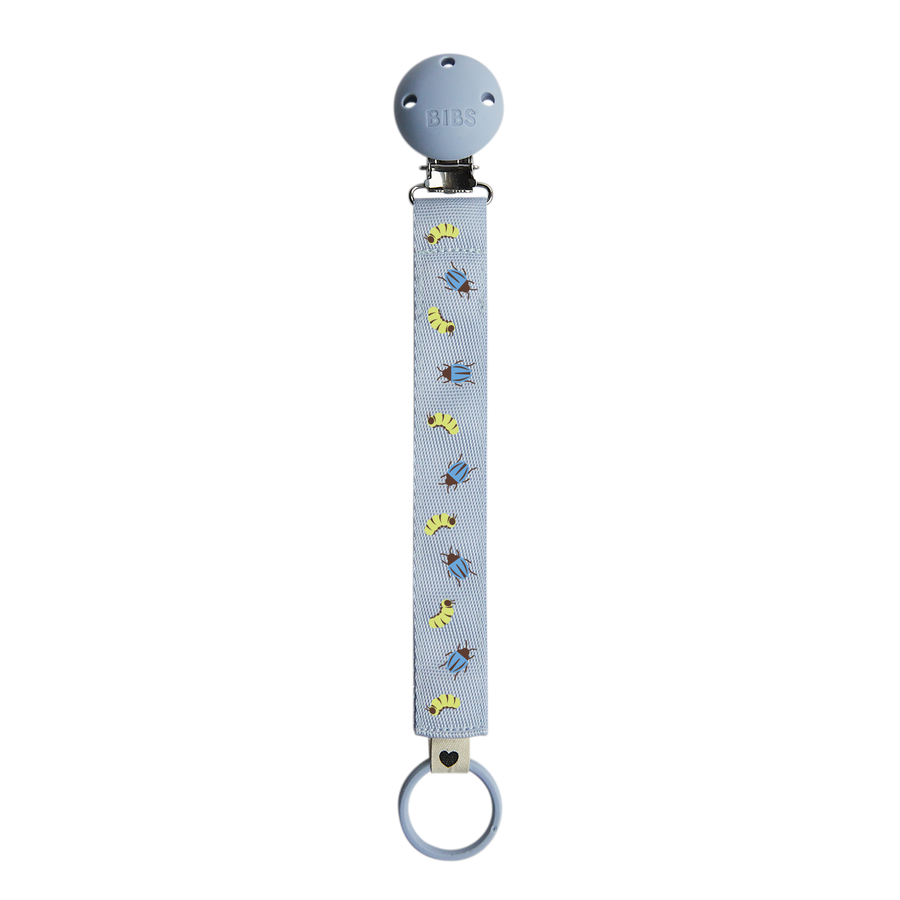STUDIO Pacifier Clip Ribbon Caterpillar Beetle Mix - Dusty Blue