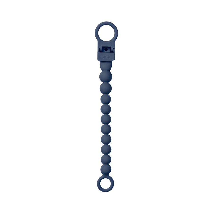 Pacifier Clip Beaded - Steel Blue