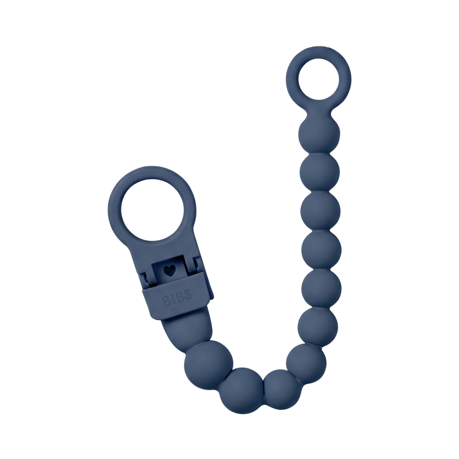 Pacifier Clip Beaded - Steel Blue
