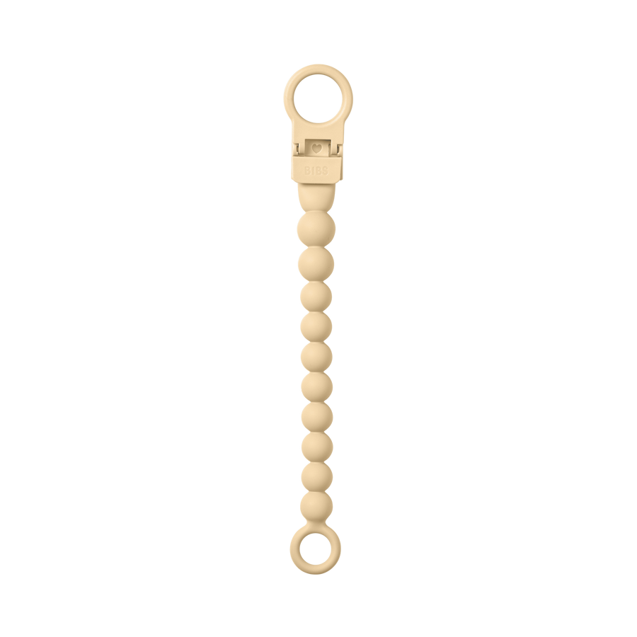 Pacifier Clip Beaded - Pale Butter