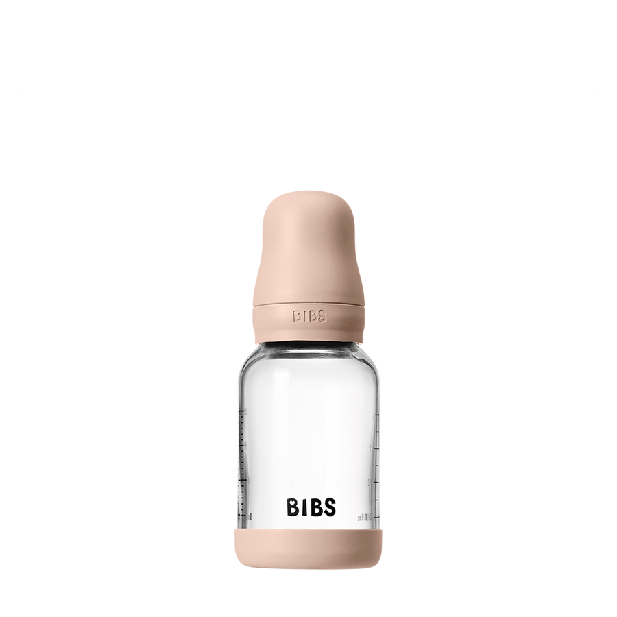 Baby Glasflaschenset 120 ml Silikon - Blush