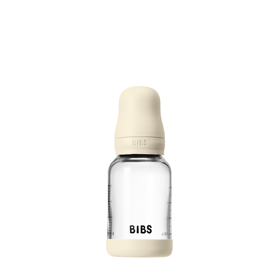 Σετ Γυάλινα Μπιμπερό 120ml Σιλικόνης - Ivory