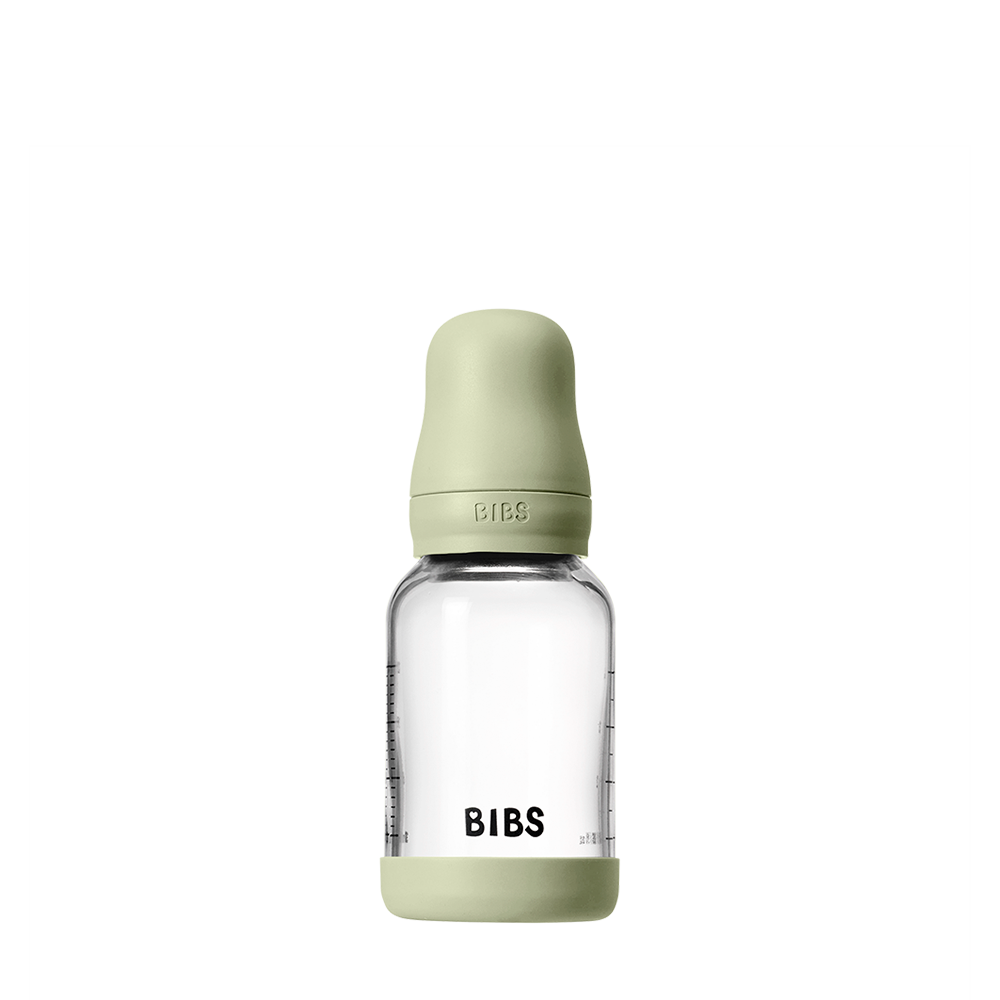 Biberón De Vidrio BIBS Anticólicos – 225 Ml, Tetina De Látex Natural, Favorece La Lactancia, Color Sage