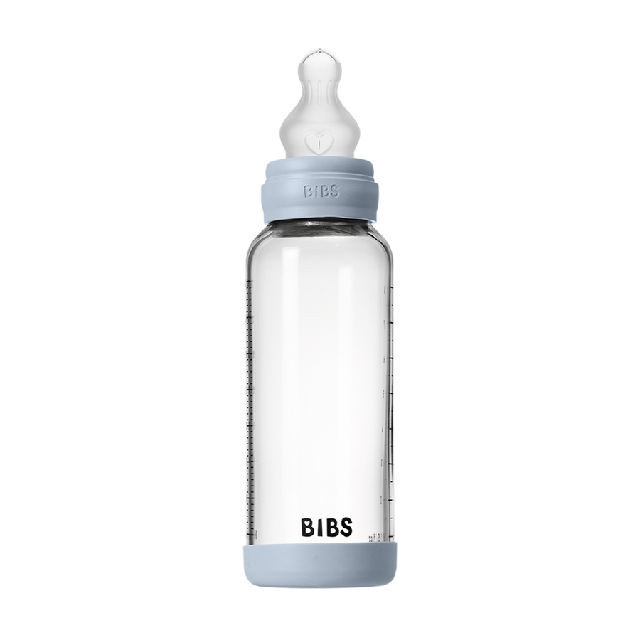 Baby Glasflaschenset 240ml Silikon - Baby Blue