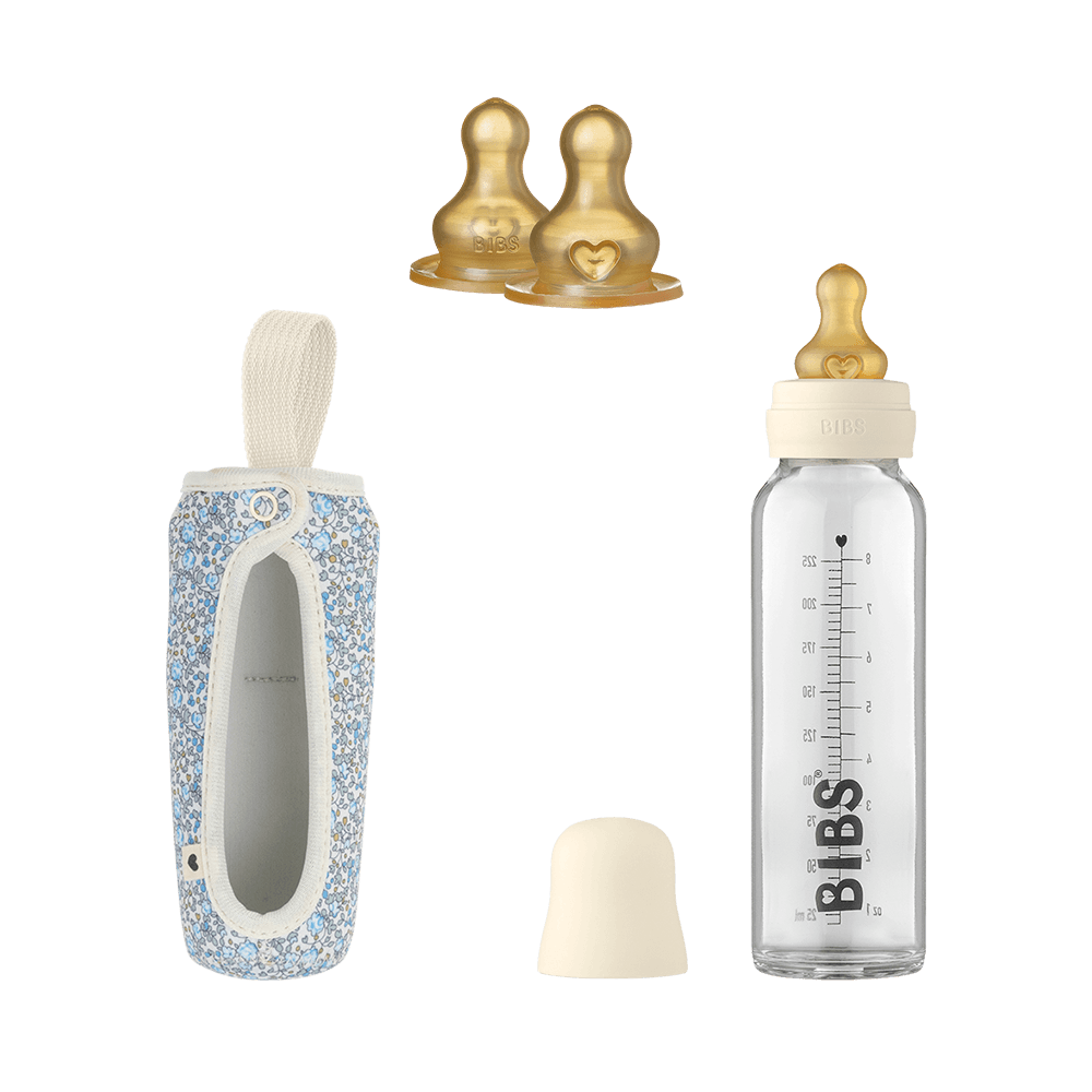 Bibs Baby Glass Bottle Complete Set - 225ml with Medium Flow Nipple - Iron