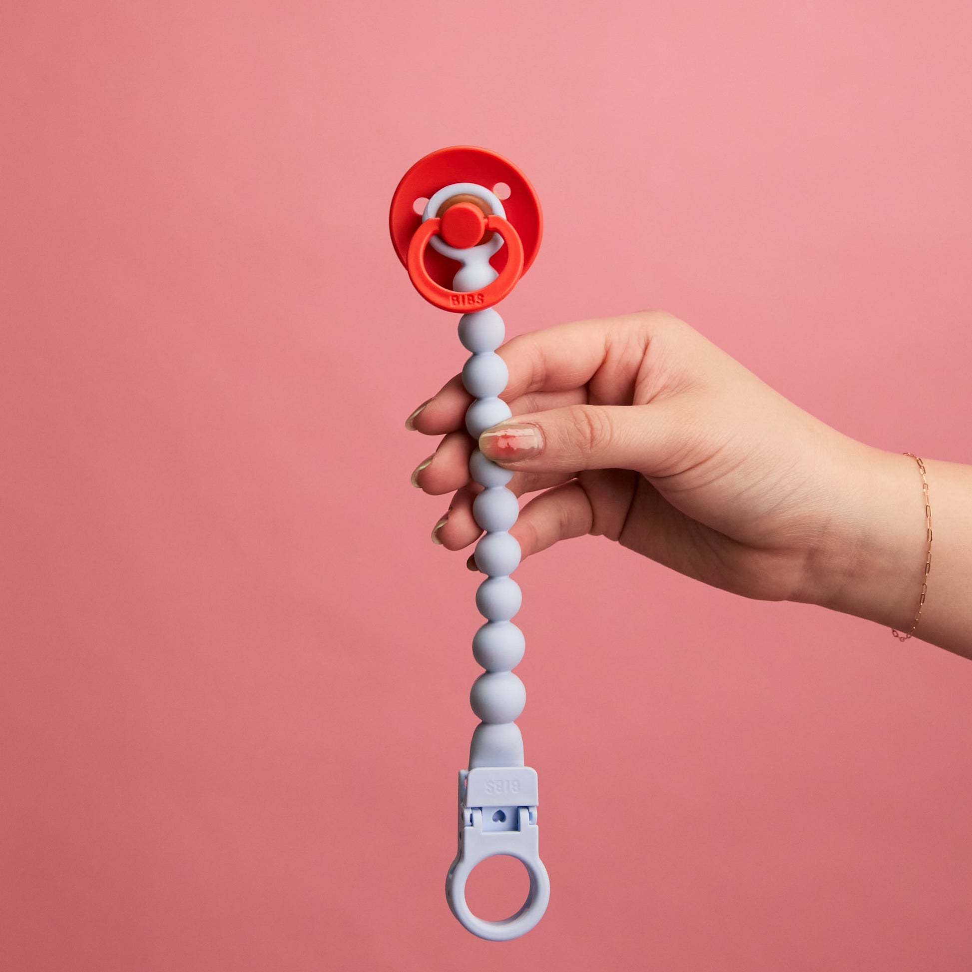Pacifier Clip Beaded - Baby Blue