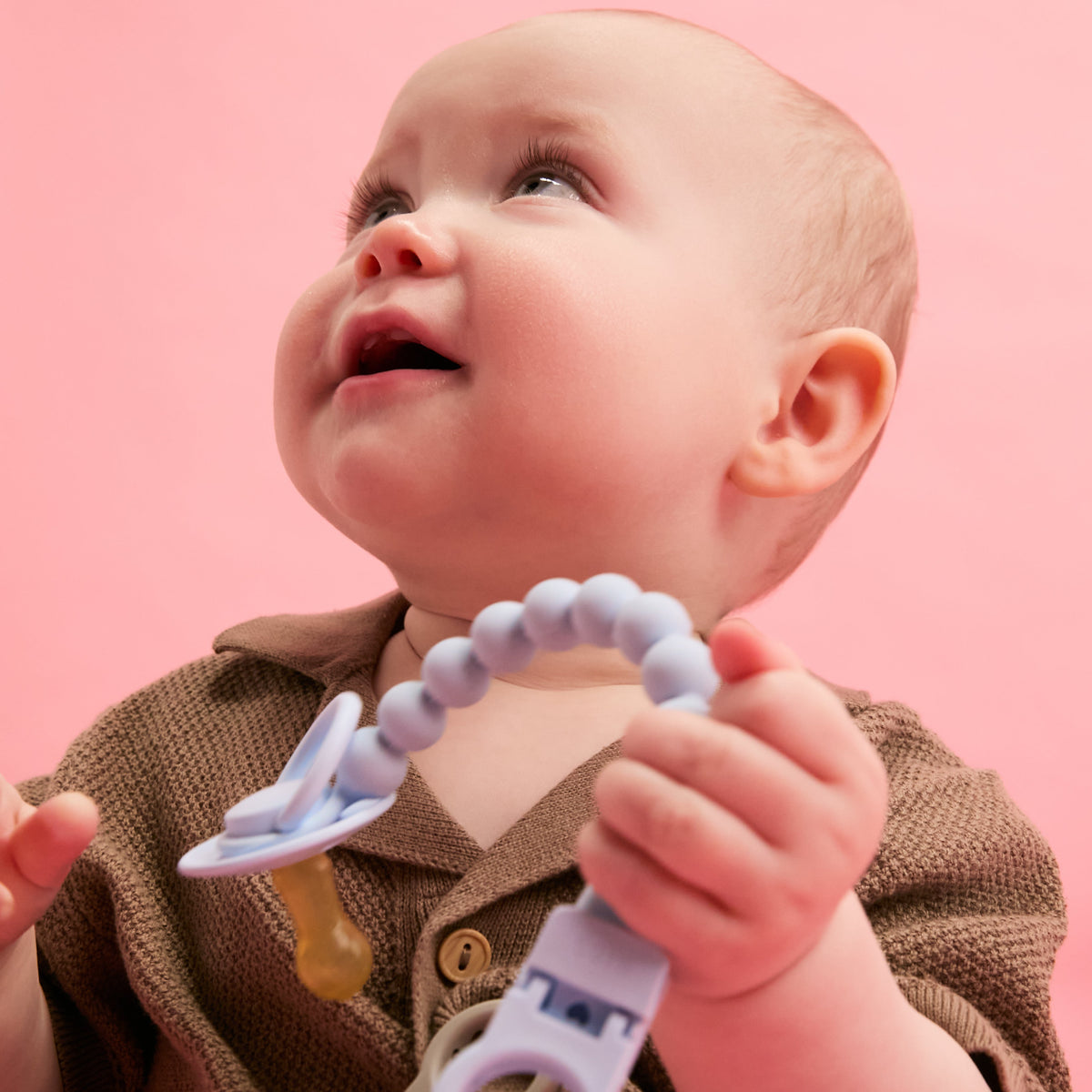 Pacifier Clip Beaded - Baby Blue