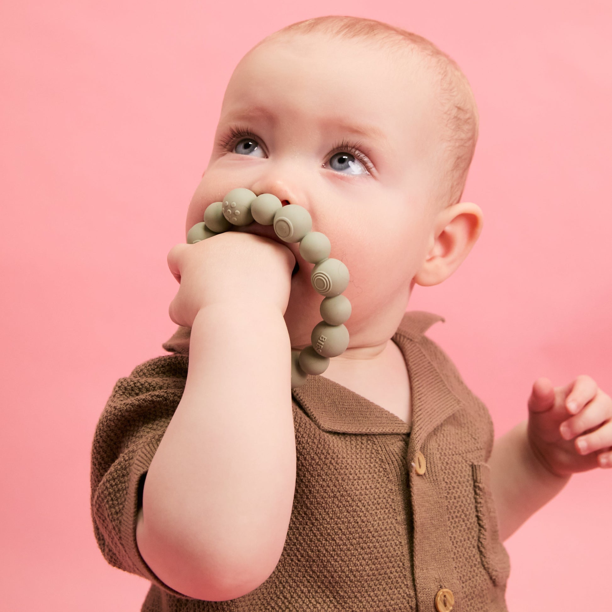 Beaded Teething Ring - Sage