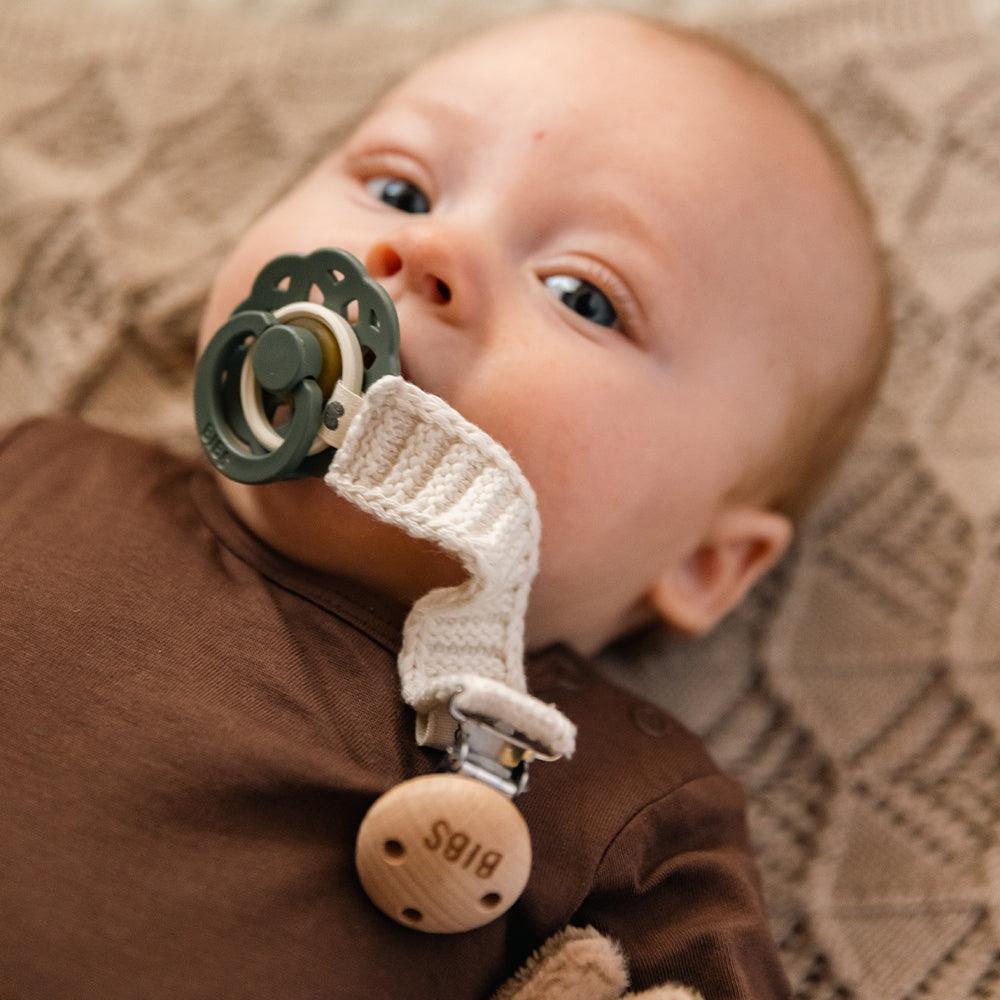 BIBS Knitted Pacifier Clip - Cloud | Functional & Stylish