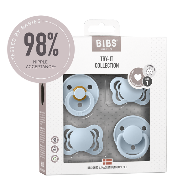 BIBS Try-It Collection 3-Pack Pacifier - Baby Blue - Athens Parent  Wellbeing + ReBlossom Parent & Child Shop