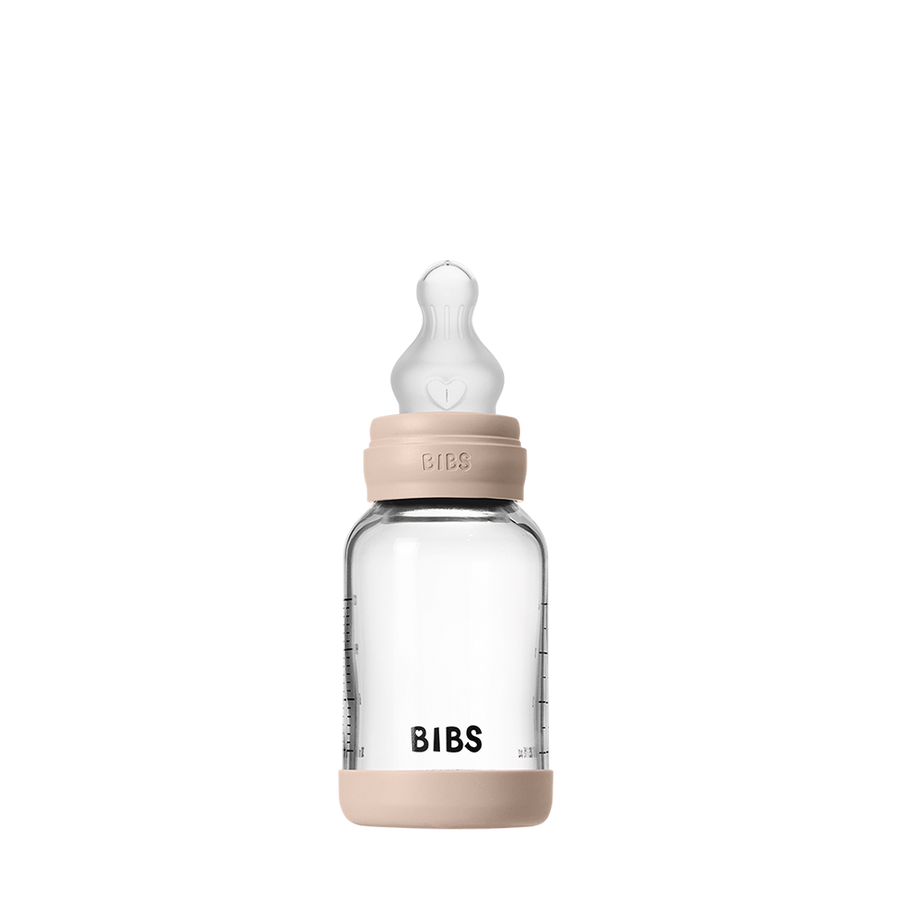 Baby Glasflaschenset 120 ml Silikon - Blush